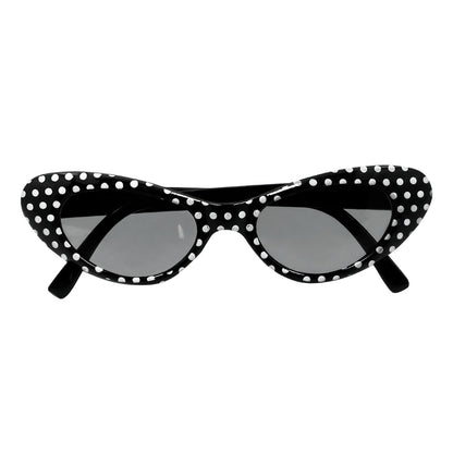 Set Accessoires Année 50 Pois Blanc Noir - Lunettes, Collier Perles