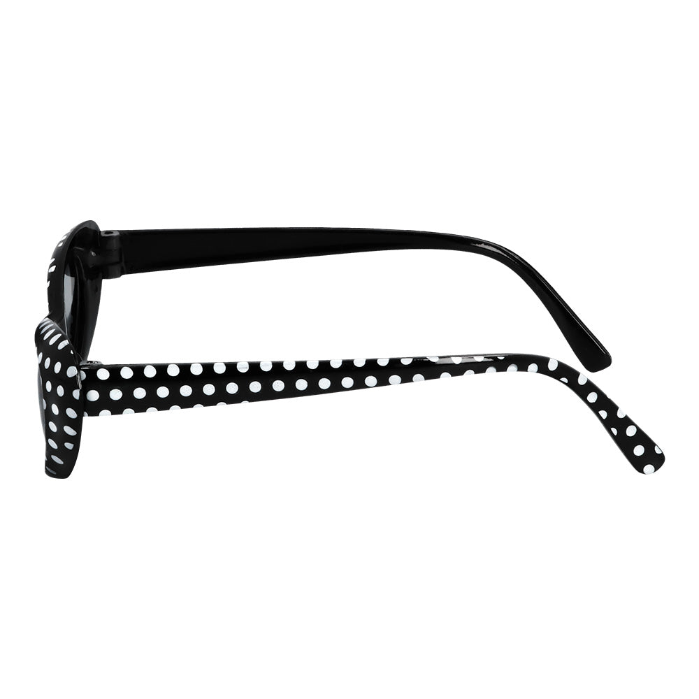 Set Accessoires Année 50 Pois Blanc Noir - Lunettes, Collier Perles