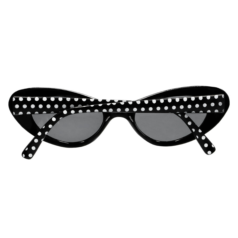 Set Accessoires Année 50 Pois Blanc Noir - Lunettes, Collier Perles