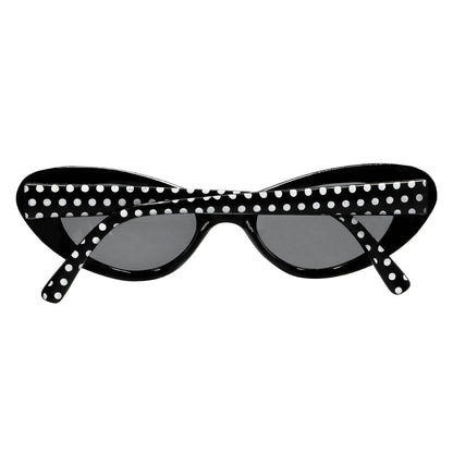Set Accessoires Année 50 Pois Blanc Noir - Lunettes, Collier Perles