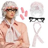 Kit Déguisement Années 50 Femme avec Perruque Fleurs Rose