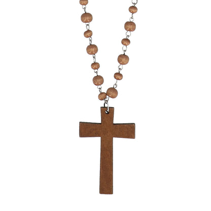 Ensemble Chapelet Bois Croix Brun Costume Religieux