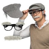Kit Déguisement Gentleman Vintage avec Casquette Houndstooth et Accessoires
