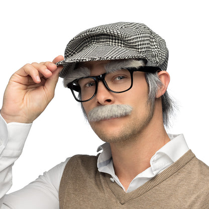 Kit Déguisement Gentleman Vintage avec Casquette Houndstooth et Accessoires