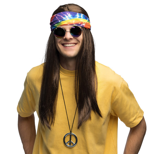 Set Hippie Années 70 - Perruque, Lunettes et Accessoires