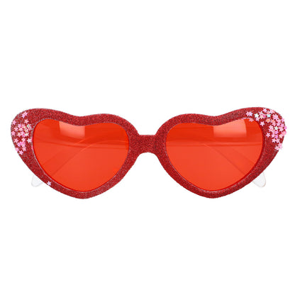 Lunettes Cœur Paillettes Rouge - Accessoire Fête Glamour