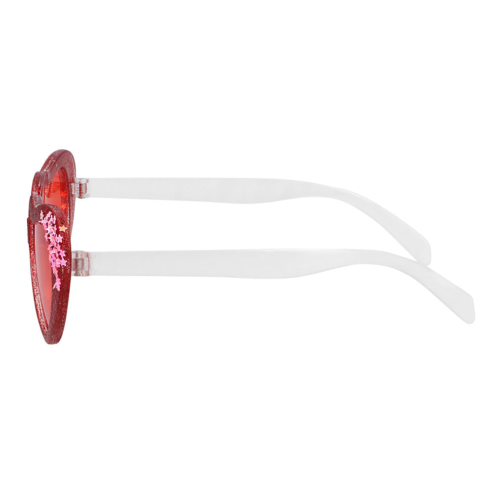 Lunettes Cœur Paillettes Rouge - Accessoire Fête Glamour