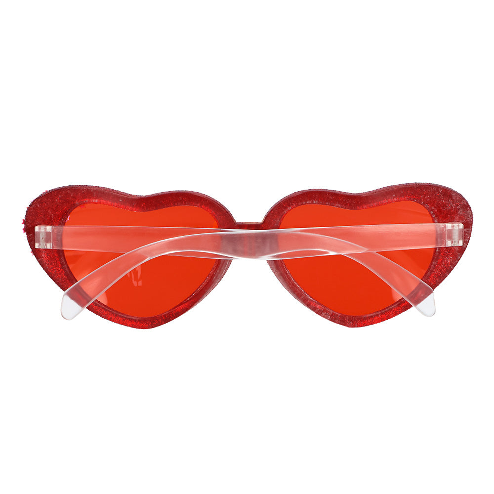 Lunettes Cœur Paillettes Rouge - Accessoire Fête Glamour
