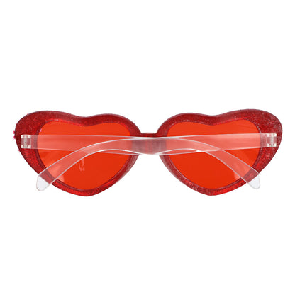 Lunettes Cœur Paillettes Rouge - Accessoire Fête Glamour
