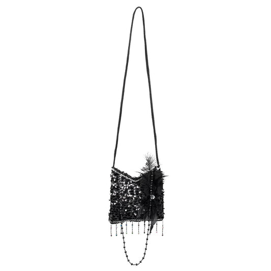 Déguisement Années 20 Flapper Noir avec Sac à Paillettes