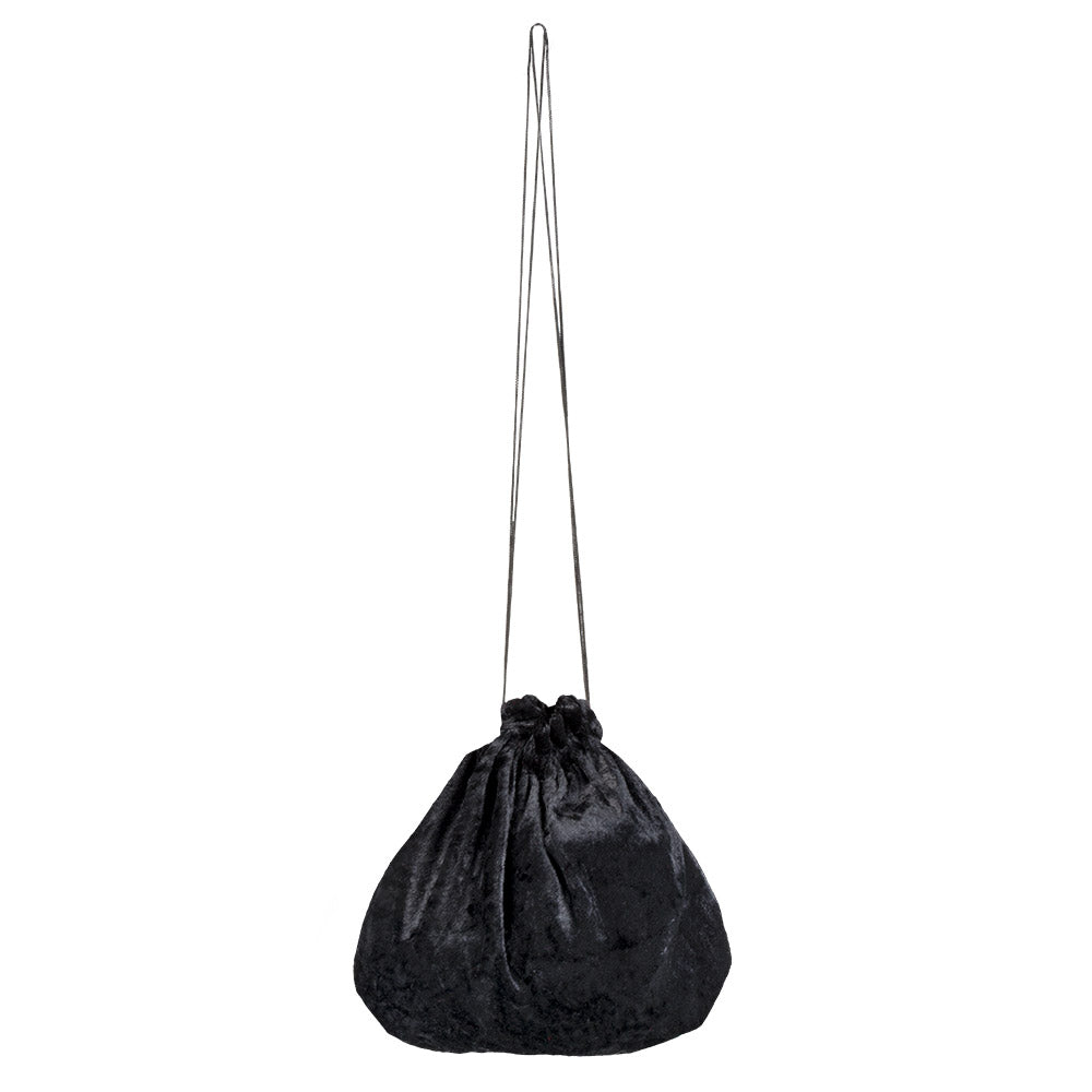 Sac à Main Velours Noir Cordon - Accessoire de Soirée