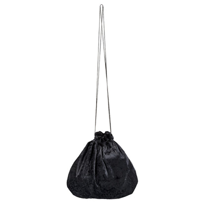 Sac à Main Velours Noir Cordon - Accessoire de Soirée