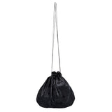 Sac à Main Velours Noir Cordon - Accessoire de Soirée