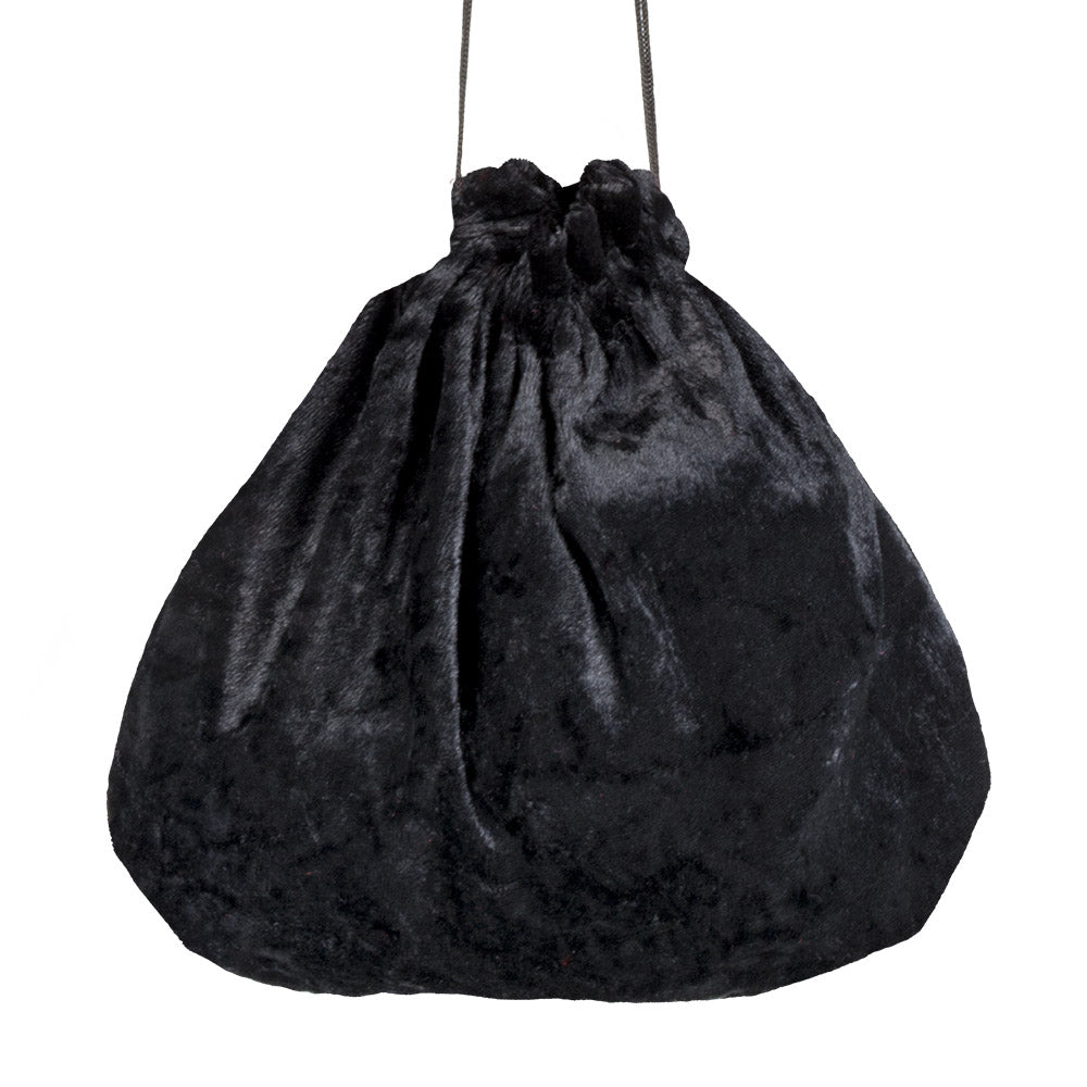 Sac à Main Velours Noir Cordon - Accessoire de Soirée