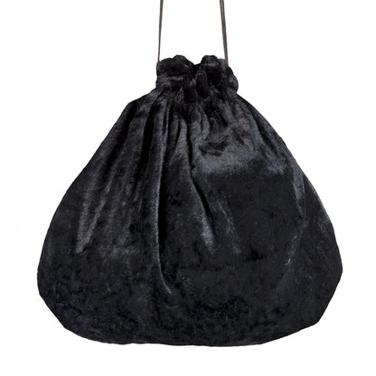 Sac à Main Velours Noir Cordon - Accessoire de Soirée