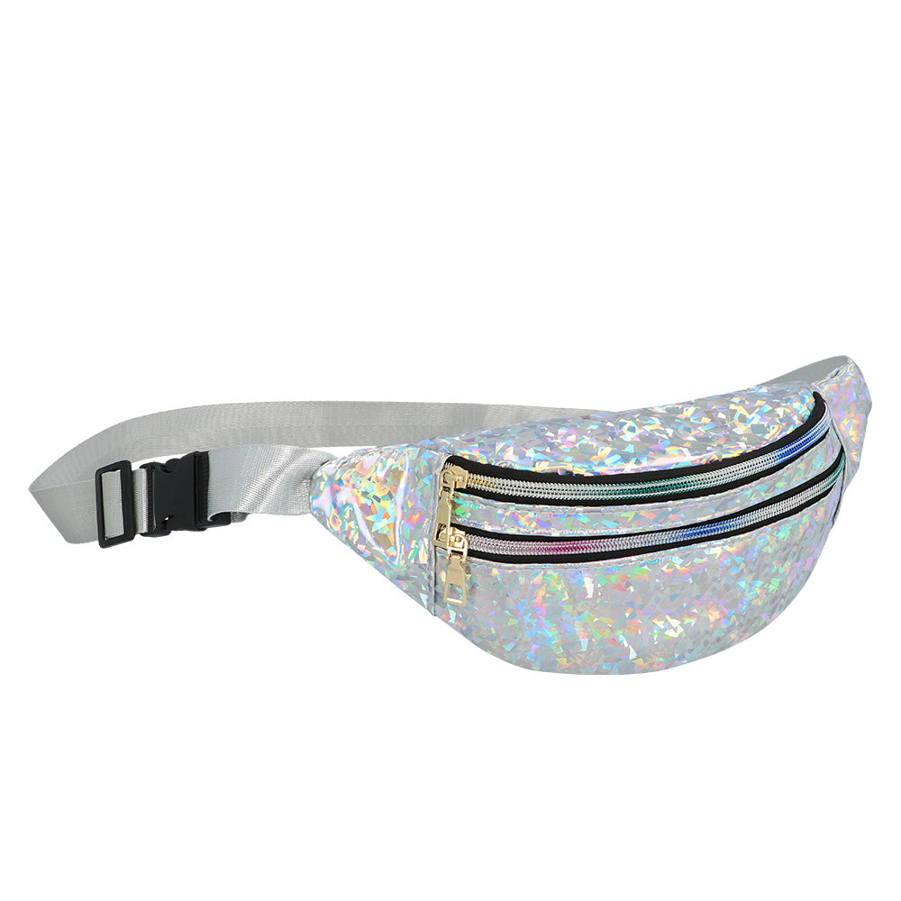 Sac à Paillettes Holographique Irisé - Banane Tendance Années 80
