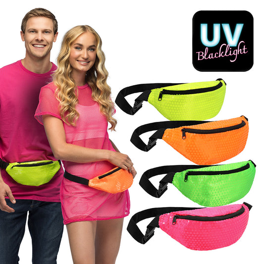 Banane Néon Pailletée UV Blacklight - Accessoire Rave Fluorescent