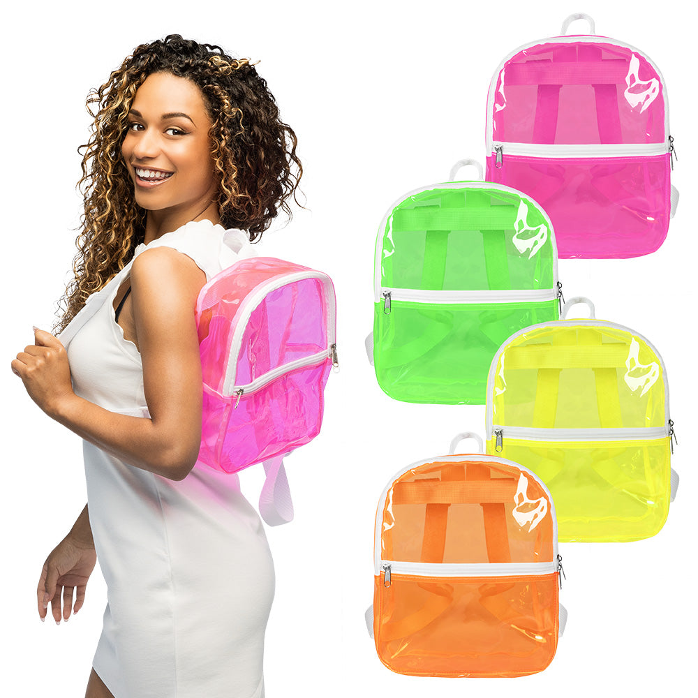 Sac à Dos Transparent Fluo - 4 Couleurs Idéal Fête et Événement