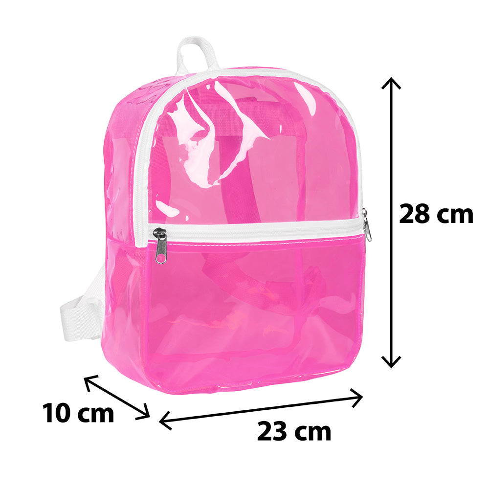 Sac à dos transparent rose fluo - Accessoire festival et soirée
