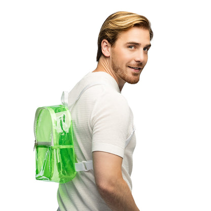 Sac à Dos Transparent Fluo Vert - Accessoire Fête Parfait