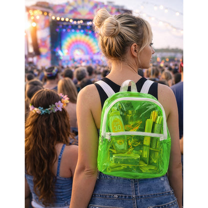 Sac à Dos Transparent Fluo Vert - Accessoire Fête Parfait