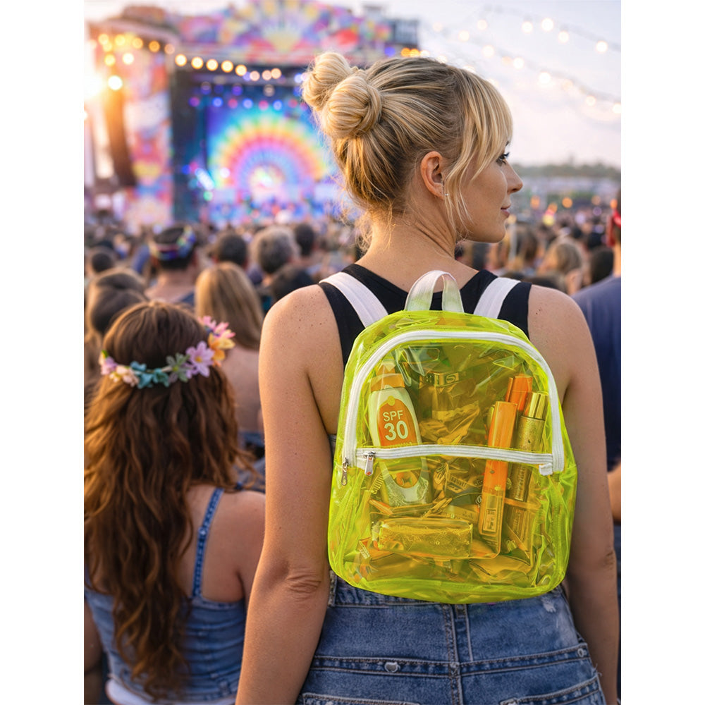 Sac à Dos Transparent Fluo Jaune - Accès Total à vos Affaires