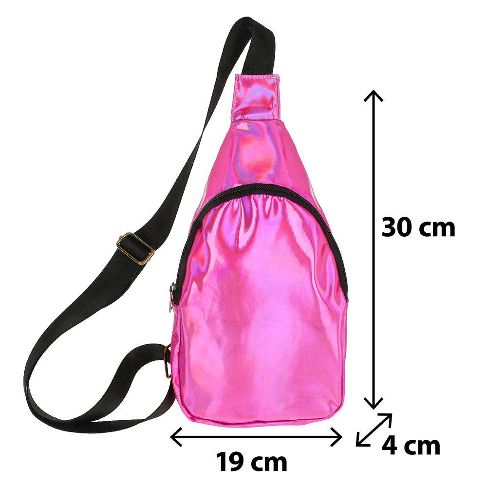 Sac à Dos Holographique Rose Fluo | Sacoche Iridescente Tendance