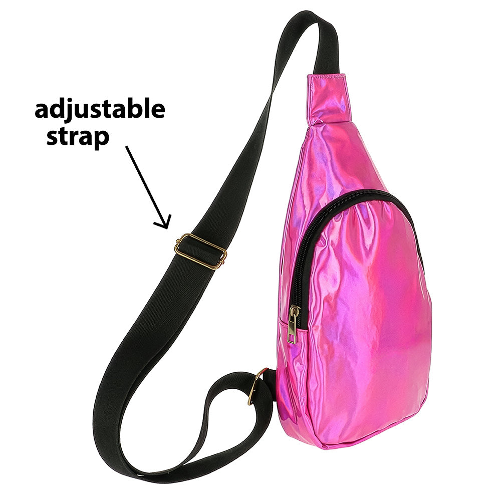 Sac à Dos Holographique Rose Fluo | Sacoche Iridescente Tendance