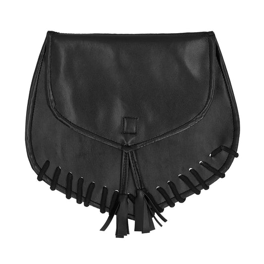 Sac à Franges Noir Cuir Synthétique - Accessoire de Mode Tendance