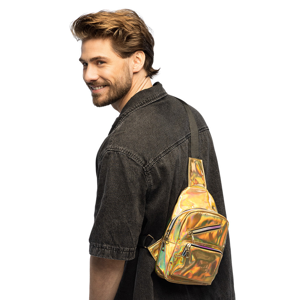 Sac à Dos Holographique Doré - Accessoire Rave et Festival