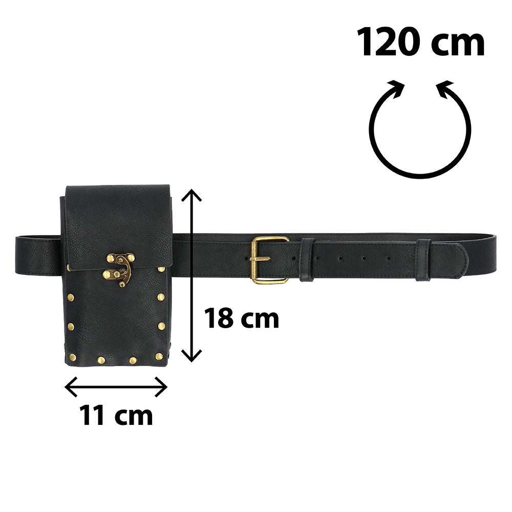 Ceinture Médiévale Noire avec Sacoche - Accessoire Déguisement