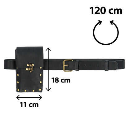 Ceinture Médiévale Noire avec Sacoche - Accessoire Déguisement