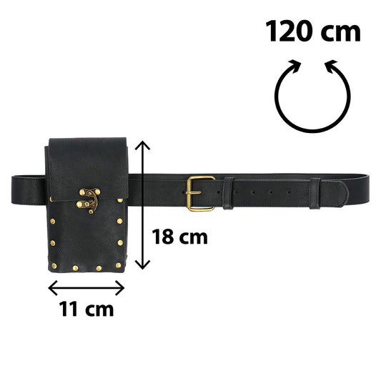 Ceinture Médiévale Noire avec Sacoche - Accessoire Déguisement