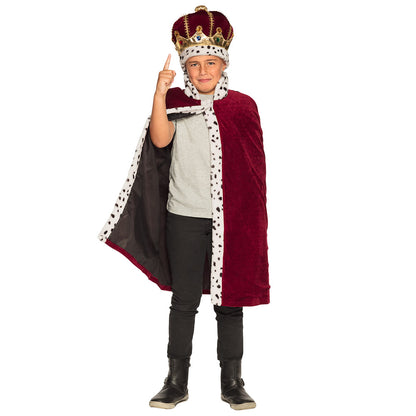 Cape Royale Enfant Velours Rouge et Fourrure Blanche - Déguisement Roi