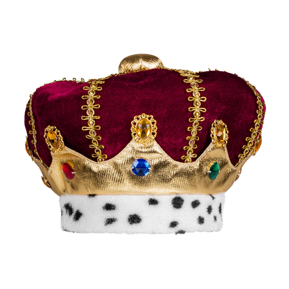 Couronne de Roi Enfant Luxe - Velours Bordeaux et Fourrure