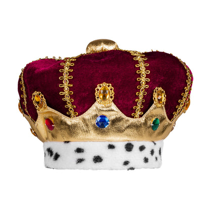 Couronne de Roi Enfant Luxe - Velours Bordeaux et Fourrure