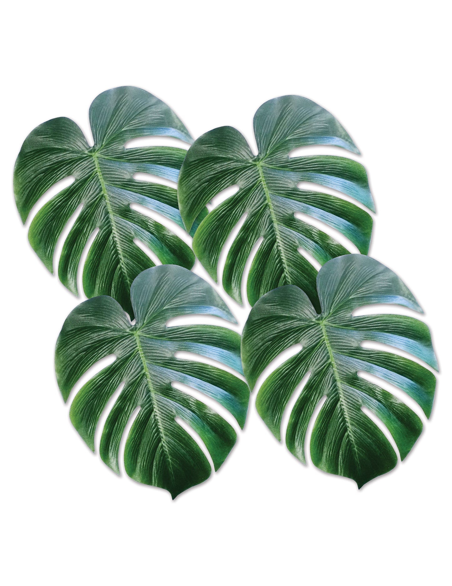 4 Feuilles de Monstera en plastique vert 34 x 29 cm