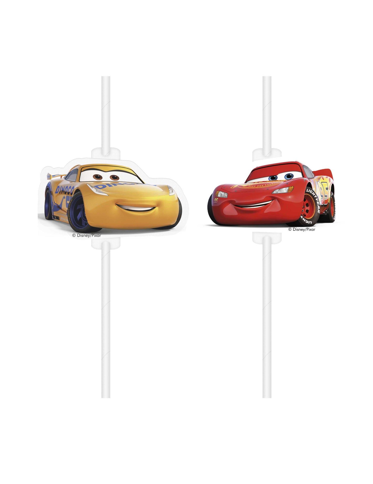 4 Pailles médaillon en carton Cars 3