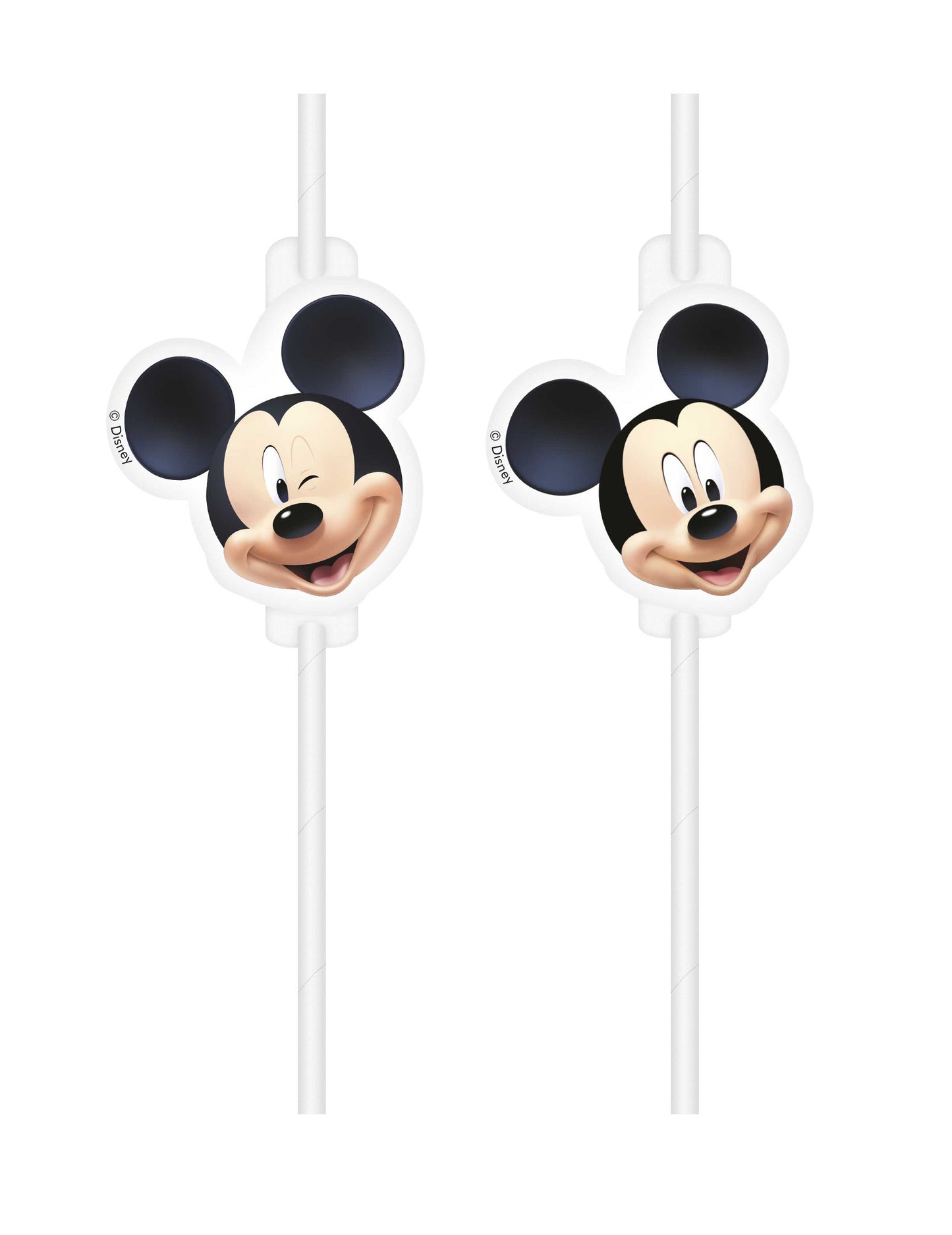 4 Pailles médaillon en plastique Mickey