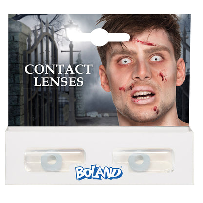 Lentilles de Contact Blanc Pur Zombie Halloween - Déguisement Effrayant