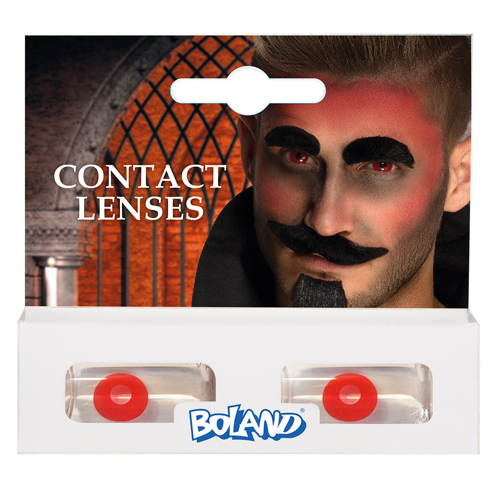Lentilles de Contact Rouge Diable - Accessoire Déguisement Halloween
