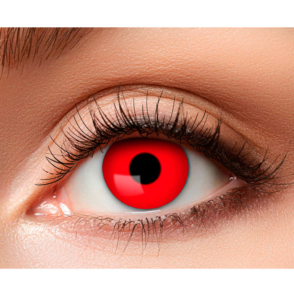 Lentilles de Contact Rouge Diable - Accessoire Déguisement Halloween