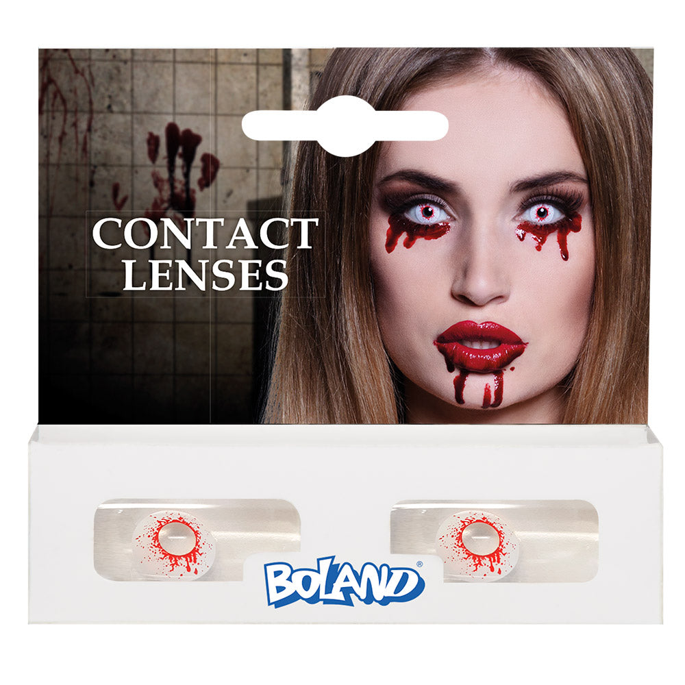 Lentilles de Contact Vampire Sang Blanc et Rouge Effet Terreur