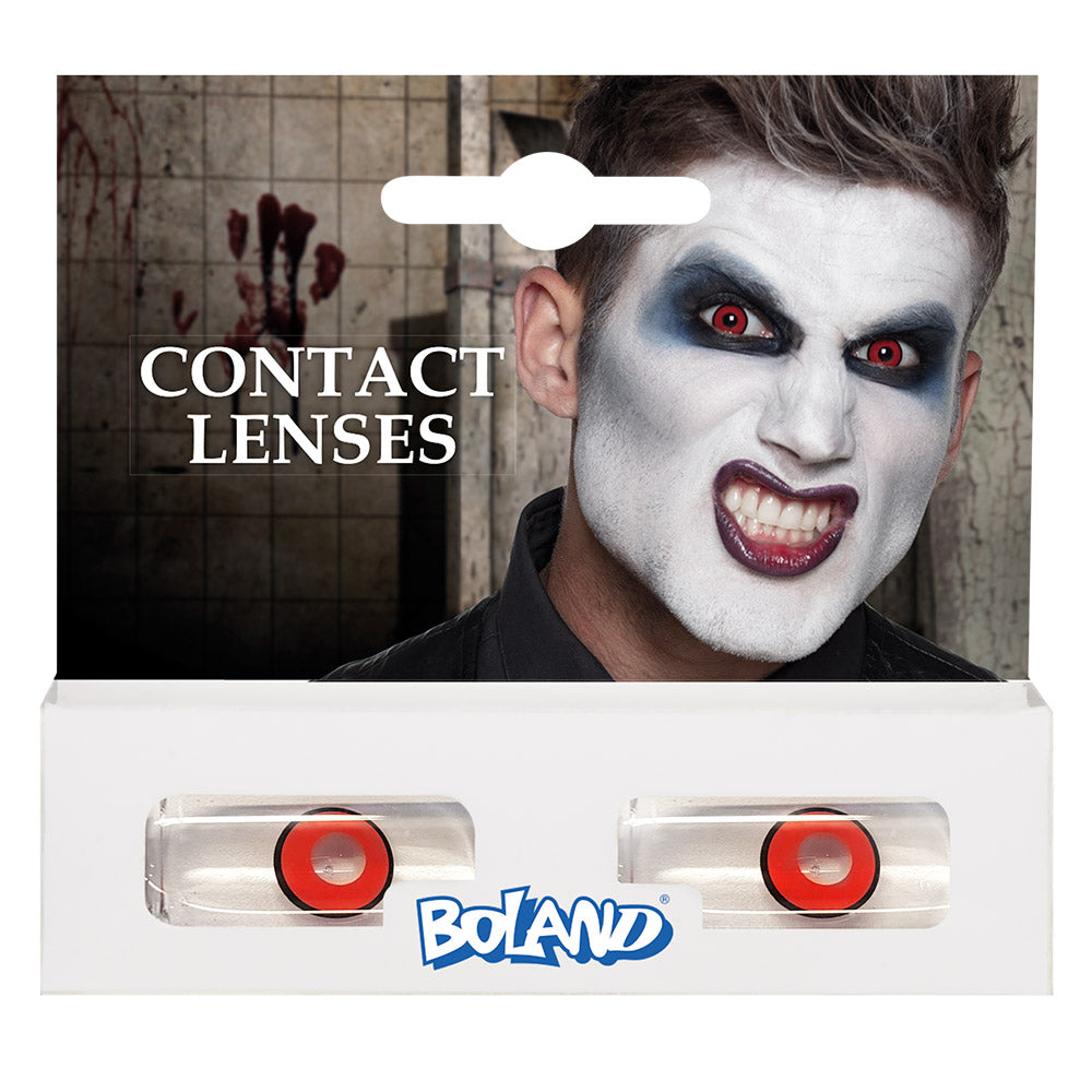 Lentilles de Contact Rouge Vampire - Accessoire Déguisement Halloween