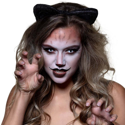 Lentilles de Contact Félin Blanc Noir | Accessoire Déguisement Halloween