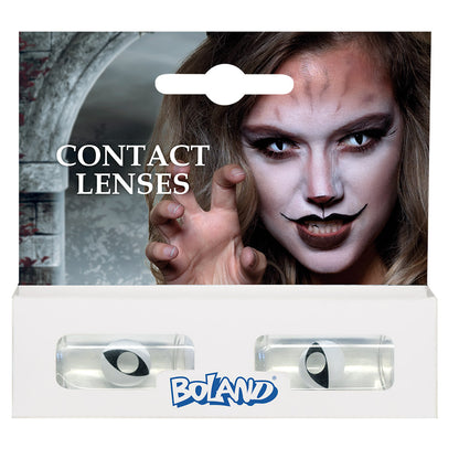 Lentilles de Contact Félin Blanc Noir | Accessoire Déguisement Halloween