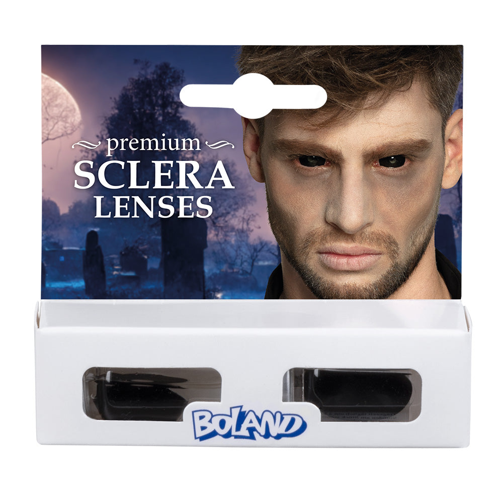 Lentilles de contact noires Sclera Premium - Effet yeux noirs intense