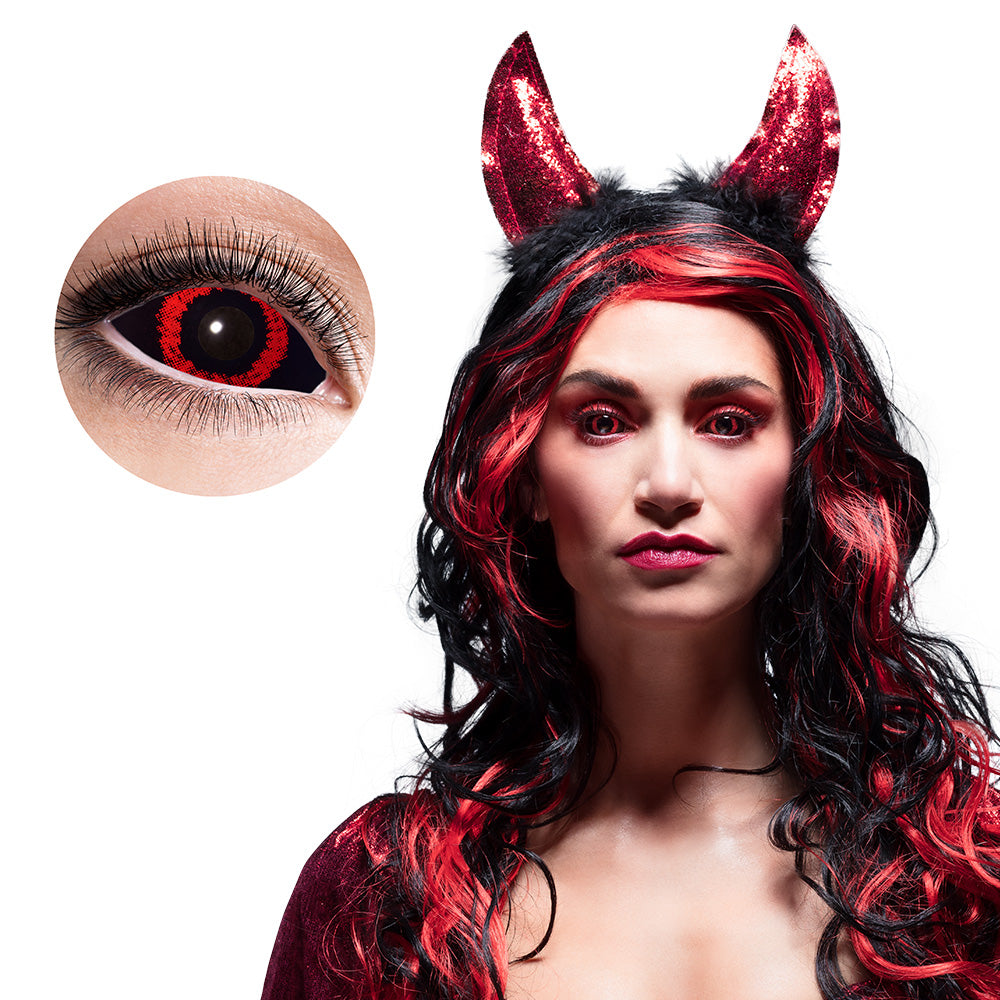 Lentilles de Contact Rouges Demon - Accessoire de Déguisement Premium