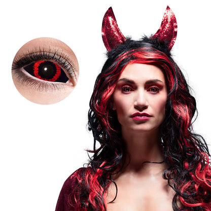 Lentilles de Contact Rouges Demon - Accessoire de Déguisement Premium