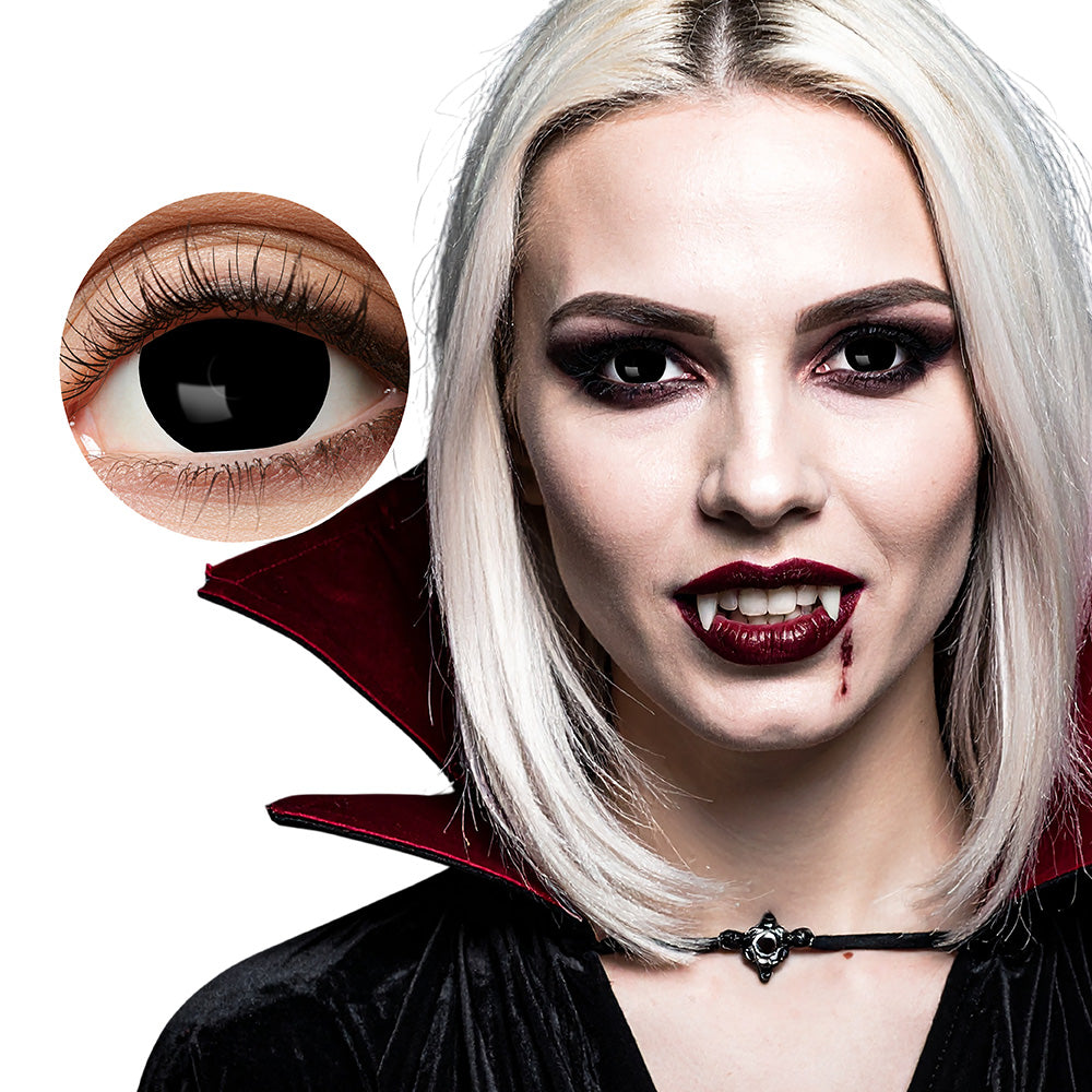 Lentilles de Contact Sclera Vampire Noires - Déguisement Halloween
